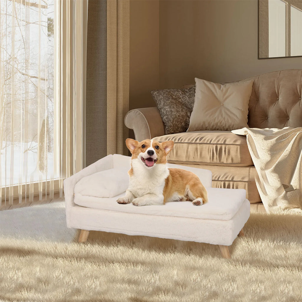 Elevated Nordic Pet Bed with Cozy Waterproof Pad & Wooden Legs