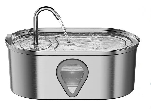 3.5L Stainless Steel Pet Water Fountain – Automatic Dispenser with Transparent Water Level Window