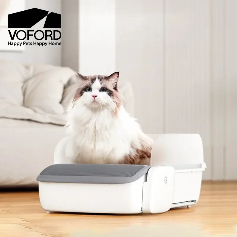 Automatic Self-Cleaning Cat Litter Box, Intelligent Open Semi-Enclosed Design