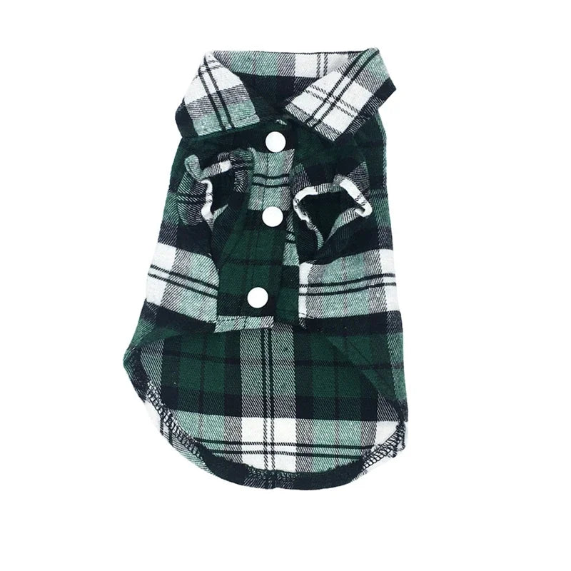 Plaid Dog Shirt – British Style Cotton Vest for Small Dogs & Cats