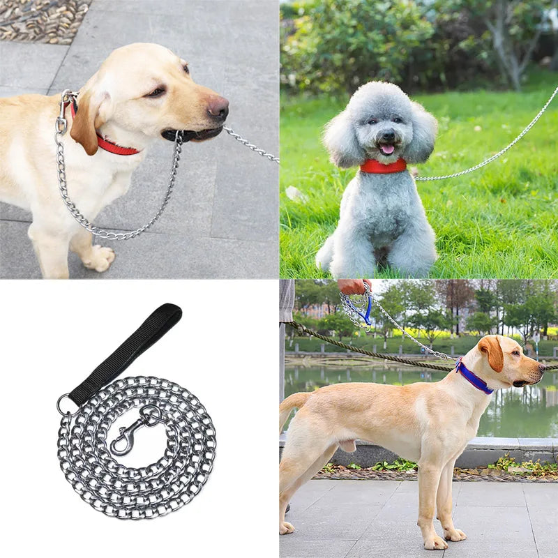 Heavy-Duty 120cm Metal Dog Chain Leash for Small & Medium Dogs