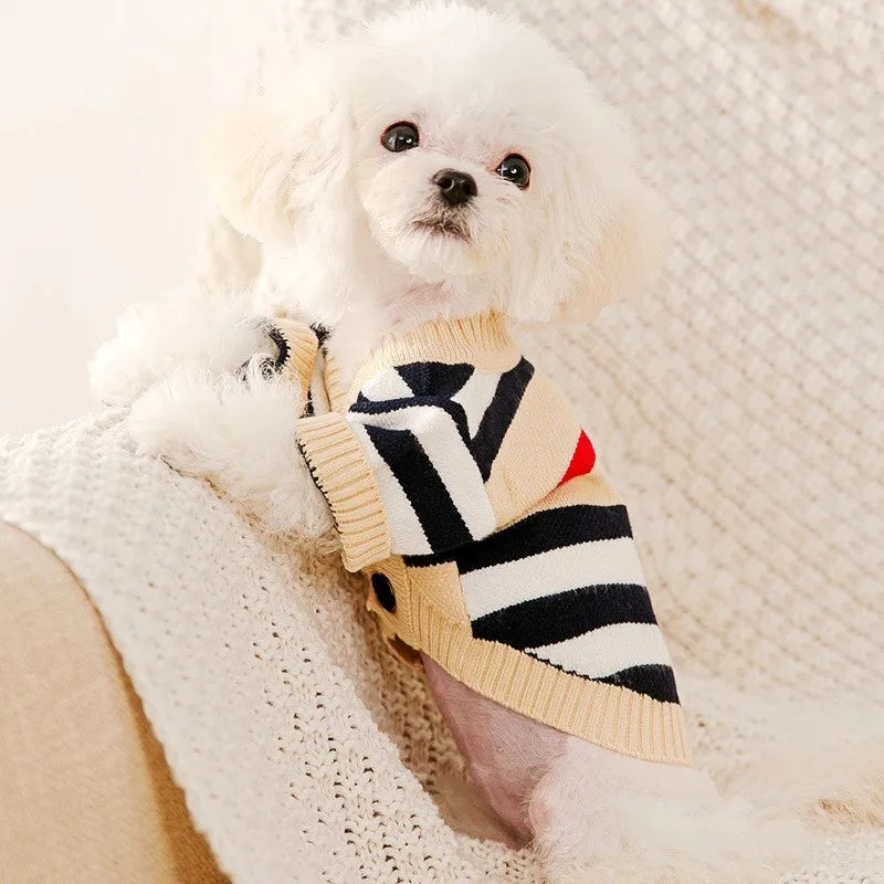 Luxury Striped Dog Sweater – Warm Cardigan