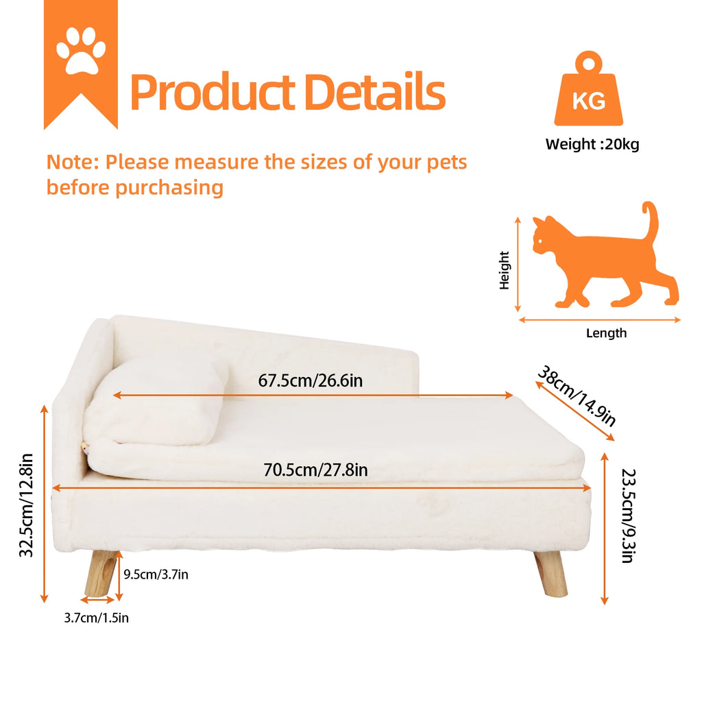Elevated Nordic Pet Bed with Cozy Waterproof Pad & Wooden Legs