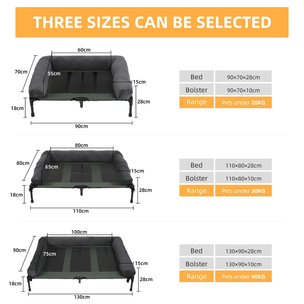 Raised Outdoor Dog Bed with Cooling Mesh & Plush Mat